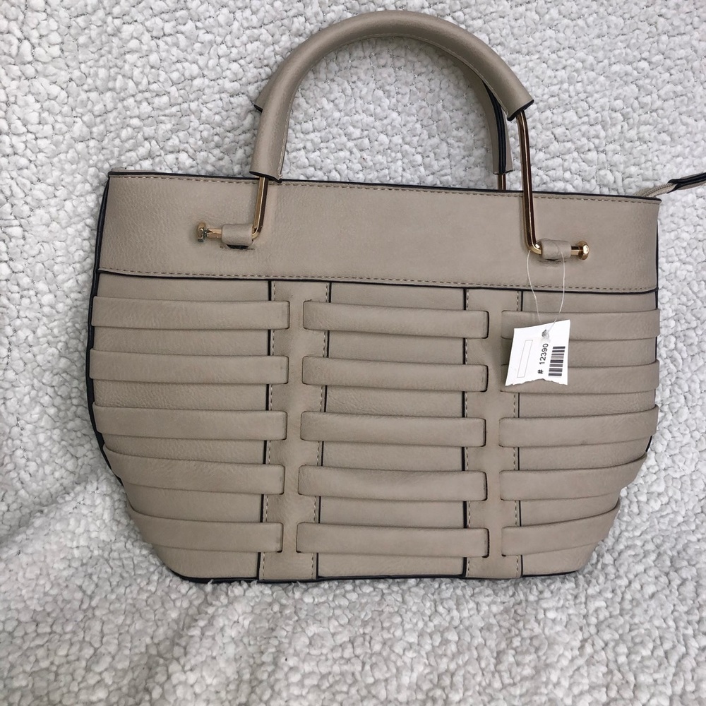 Tan “ woven” bag